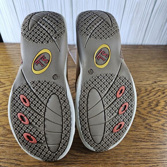 Womens Low Wedge Non Slip Sandals Faux Leather Size 6.5 New in Box - Picture 5 of 6